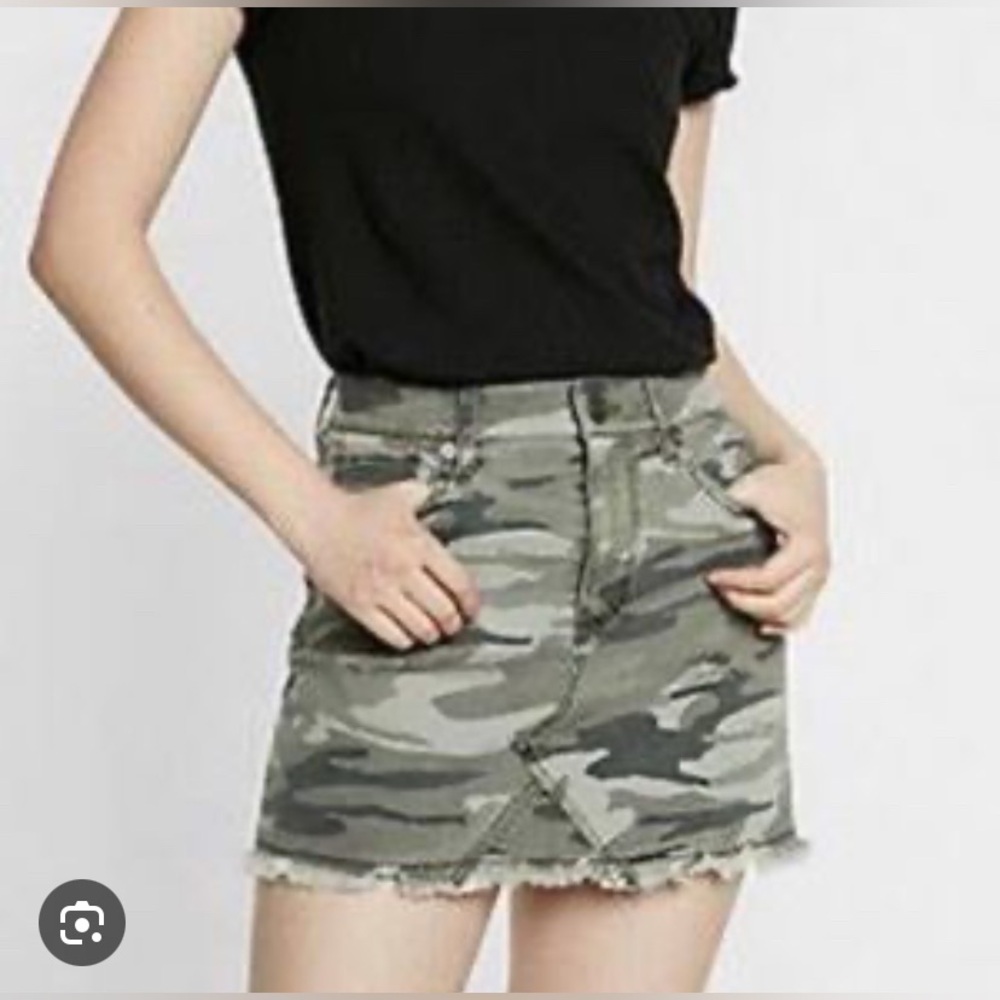 Express Camouflage Denim Skirt